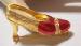Fancy Red Enamel and Rhinestone Shoe Brooch