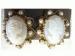 Carved Shell Cameo & Faux Pearl Antiqued Gold Tone Earrings
