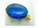 Signed Dodds Big Blue Glass Gold Tone Turtle Brooch/Pin