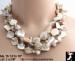 Necklace Set | 3 Strand Bead MOP Necklace Earrings Set