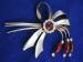 Retro Bow & Red Floral Buds Rhinestone Brooch / Pin