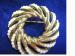 Signed Capri White Bead & Gold Tone Wreath Brooch / Pin