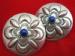 Sterling & Lapis Pierced Button Style Earrings Signed