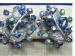 Vintage Rhinestone Aurora Borealis & Lava Rock Blue Earrings