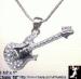 Guitar Pendant Necklace: Rhinestone Rock Guitar Necklace
