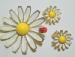 Marguerite Daisy Brooch and Earrings - Lady Bug !
