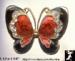 Butterfly Pin: Black Red Enamel Rhinestone Butterfly Pin