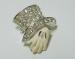 Rhinestone Gloved Hand and Top Hat Pin