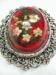 Red Dome Dried Wild Flowers & Silver Tone Brooch/Pin