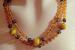 Faceted Amber and Art Glass Bead Necklace