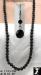 Necklace Set: Long Black Bead Necklace Earrings; Black Beads