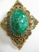 Peking Glass Green Filigree Goldtone Pin/Brooch