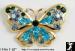 Butterfly Pin: Rhinestone Butterfly Brooch Pin Blue Aqua