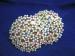Summery Big Button Earrings White Enamel Flowers w/pastel Rh