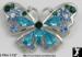 Butterfly Pin: Rhinestone Butterfly Brooch Pin Blue Aqua S.T