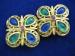 Trifari Pretty Gold Tone Colorful Cabochon Earrings