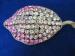 Signed Capri  Pink & Lavender Rhinestone Leaf Brooch/Pin