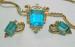 Beautiful Aqua Blue Rhinestone Necklace and Earrings