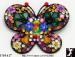 Butterfly Pin: Black Japanned Multi Rhinestone Butterfly Pin