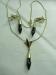 Signed Vintage Emmons Black Gold Tone Necklace & Ears Set
