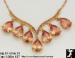 Cubic Zirconia Necklace Earrings Set Peach Topaz Color CZ