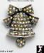 Christmas Bell Pin: AB Rhinestone Christmas Bell Brooch Pin