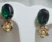 Green Rhinestone Floral Earrings