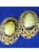 Vint Givre’ Art Glass Citrine Rhinestone Gold Tone Earrings