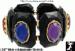 Black Plastic Multicolor Rhinestone Stretch Bracelet