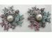Signed Banana Bob Pastel Rhinestone/Pearl Pierced Earrings