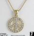 Peace Sign Necklace: Goldtone Rhinestone Peace Sign Necklace