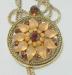 Coral Peach Rhinestone Pendant Necklace