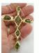 Pretty Green-Pink-Citrine Rhinestone & Big Gold Tone Cross