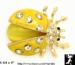 Ladybug Pin: Yellow Enamel Rhinestone Ladybug Brooch Pin GT