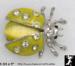 Ladybug Pin: Yellow Enamel Rhinestone Ladybug Brooch Pin