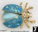 Ladybug Pin: Turquoise Enamel Rhinestone Ladybug Pin
