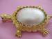 Signed Faux Mother of Pearl & Gold Tone Turtle Pin/Brooch