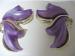 Signed Purple Lucite & Silver Tone Big Vintage Fun Earrings