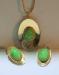 Jade Green Cabochon Necklace and Earrings Set