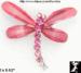 Dragonfly Pin: Pink Glittery Lucite Rhinestone Dragonfly Pin