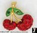 Cherry Pin: Rhinestone Enamel Cherry Pin, Cherry Pin Brooch