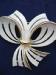 Summery White Enamel & Gold Tone Dainty Bow Pin/Brooch