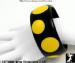 Plastic Bangle Bracelet: Black Yellow Dot Plastic Bangle