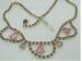 Vintage Red & Pink Rhinestone Gold Tone Necklace