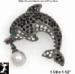 Dolphin Pin: Rhinestone Dolphin Simulated Pearl Dangle Pin