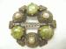 Signed Sol d Or Green Stone Pearl Celtic Hearts Brooch/Pin