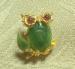 Designer Signed Jade Owl Brooch