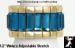 Stretch Ring: Baguette Rhinestone Stretch Ring Blue Goldtone