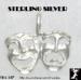 Comedy Tragedy Mask Thespian Pendant Sterling Silver