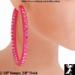 Hot Pink Plastic Inside Outside Rhinestone Hoop Earrings